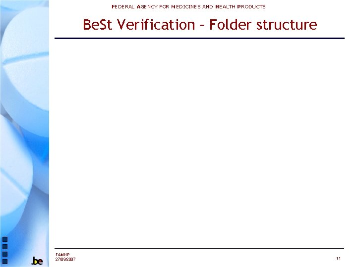 FEDERAL AGENCY FOR MEDICINES AND HEALTH PRODUCTS Be. St Verification – Folder structure FAMHP