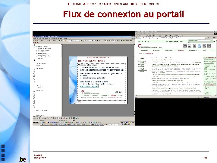 FEDERAL AGENCY FOR MEDICINES AND HEALTH PRODUCTS Flux de connexion au portail FAMHP 27/03/2007