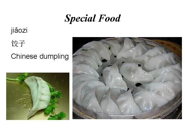 Special Food jiǎozi 饺子 Chinese dumpling 