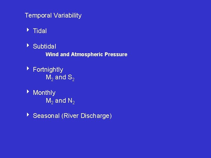 Temporal Variability Tidal Subtidal Wind and Atmospheric Pressure Fortnightly M 2 and S 2