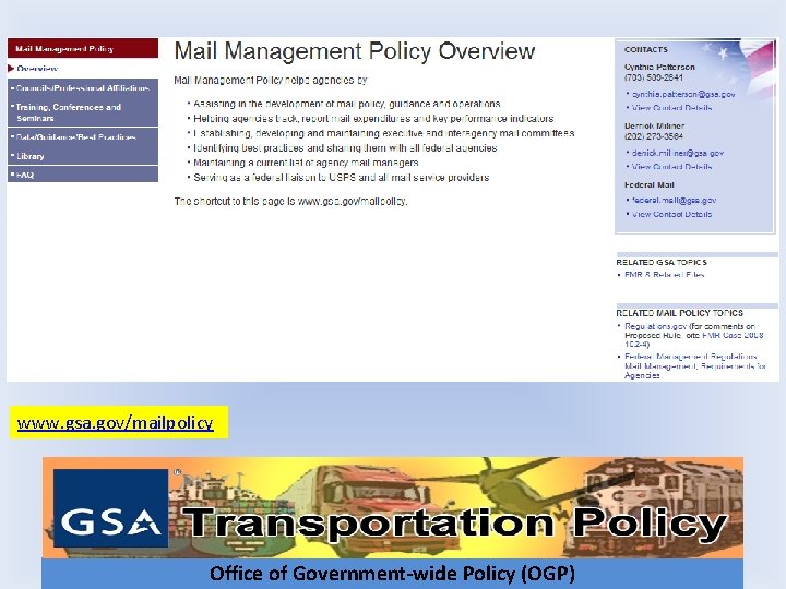 www. gsa. gov/mailpolicy Office of Government-wide Policy (OGP) 