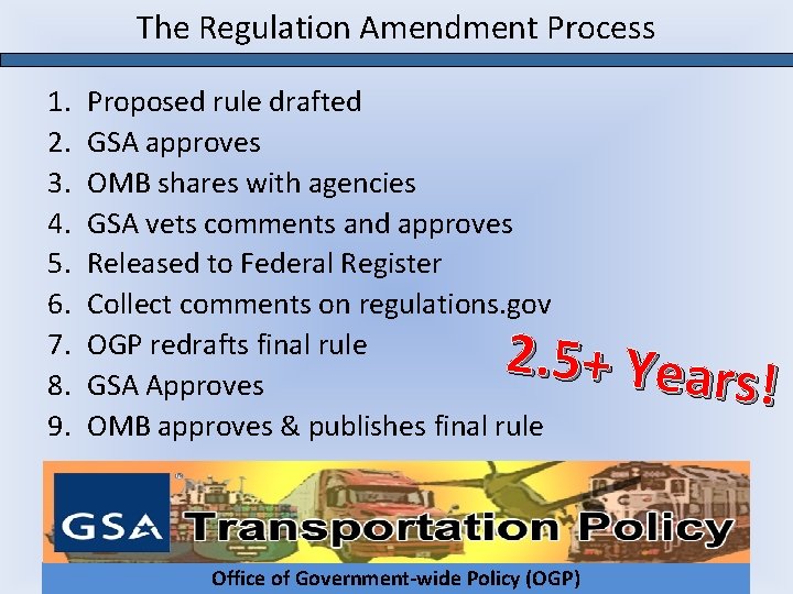 The Regulation Amendment Process 1. 2. 3. 4. 5. 6. 7. 8. 9. Proposed