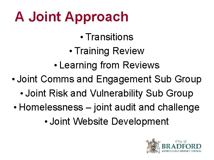 A Joint Approach • Transitions • Training Review • Learning from Reviews • Joint