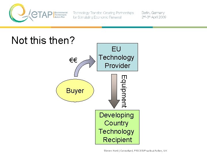 Not this then? €€ Equipment Buyer EU Technology Provider Developing Country Technology Recipient Steven