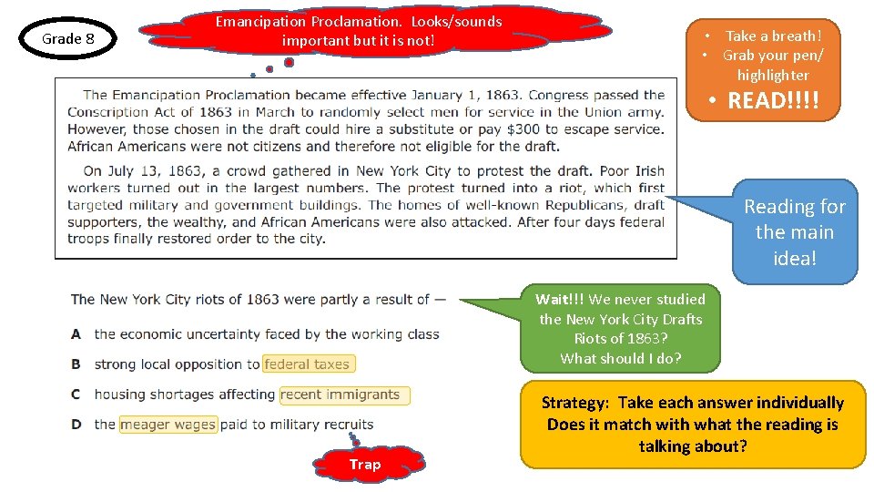 Grade 8 Emancipation Proclamation. Looks/sounds important but it is not! • Take a breath!