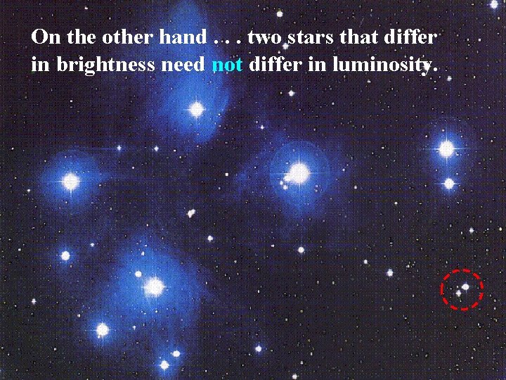 On the other hand. . . two stars that differ in brightness need not