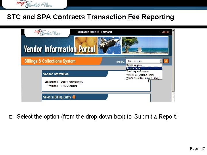 STC and SPA Contracts Transaction Fee Reporting q Select the option (from the drop