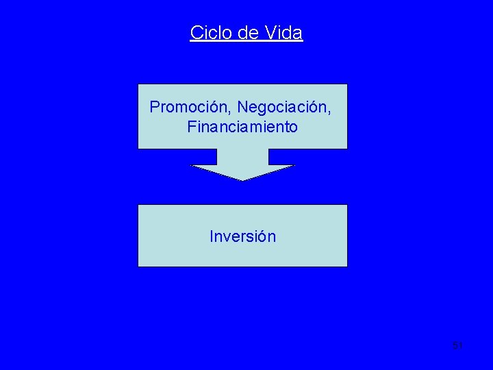 Ciclo de Vida Promoción, Negociación, Financiamiento Inversión 51 