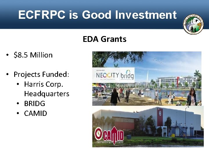Organization Overview ECFRPC is Good Investment EDA Grants • $8. 5 Million • Projects