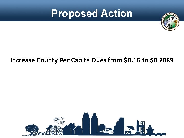 Proposed Action Increase County Per Capita Dues from $0. 16 to $0. 2089 