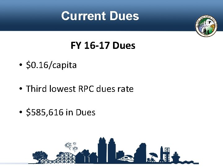 Organization Overview Current Dues FY 16 -17 Dues • $0. 16/capita • Third lowest