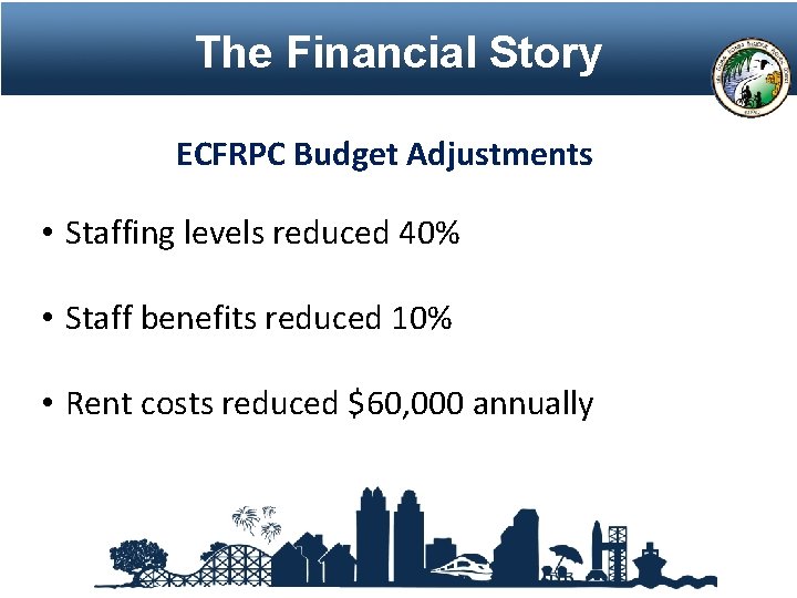 ECFRPC Operations The Financial Story ECFRPC Budget Adjustments • Staffing levels reduced 40% •