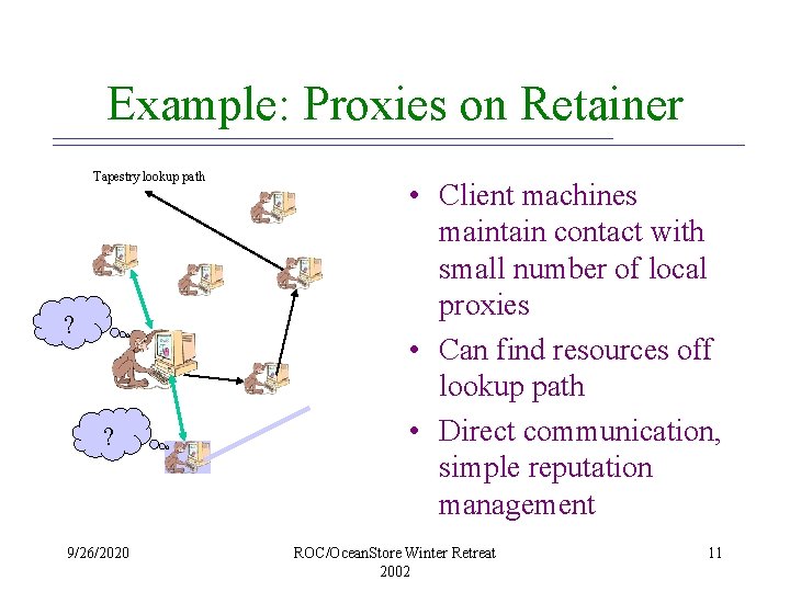 Example: Proxies on Retainer Tapestry lookup path ? ? 9/26/2020 • Client machines maintain