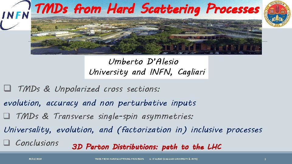 TMDs from Hard Scattering Processes Umberto D’Alesio University and INFN, Cagliari q TMDs &