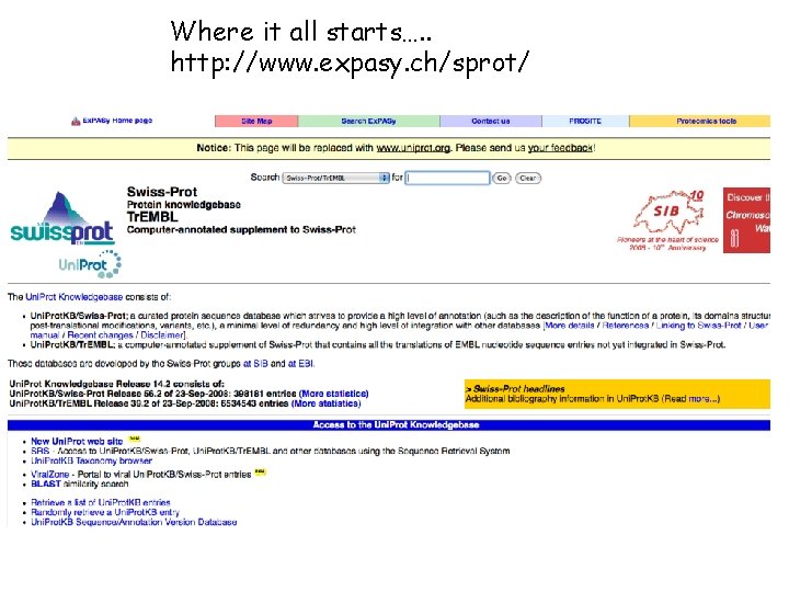 Where it all starts…. . http: //www. expasy. ch/sprot/ 