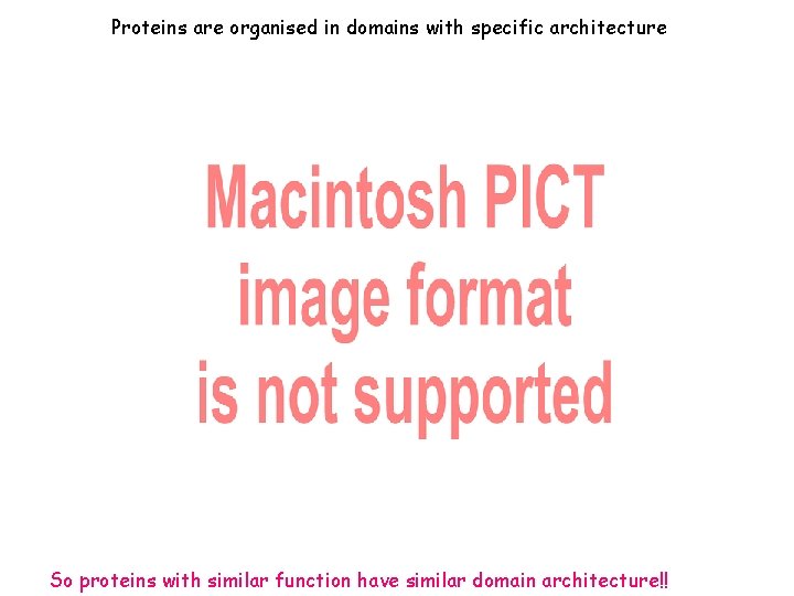 Proteins are organised in domains with specific architecture So proteins with similar function have