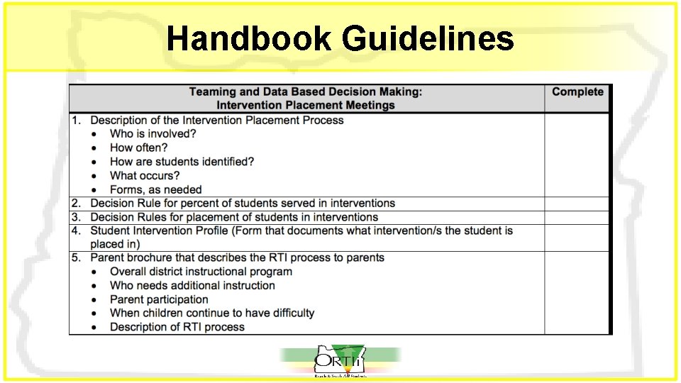 Handbook Guidelines 