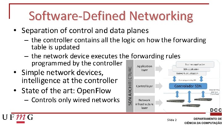Software-Defined Networking • Separation of control and data planes – the controller contains all