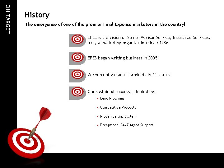 ON TARGET History The emergence of one of the premier Final Expense marketers in