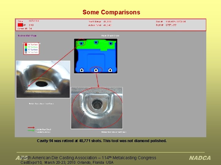 Some Comparisons Cavity 94 was retired at 40, 771 shots. This tool was not