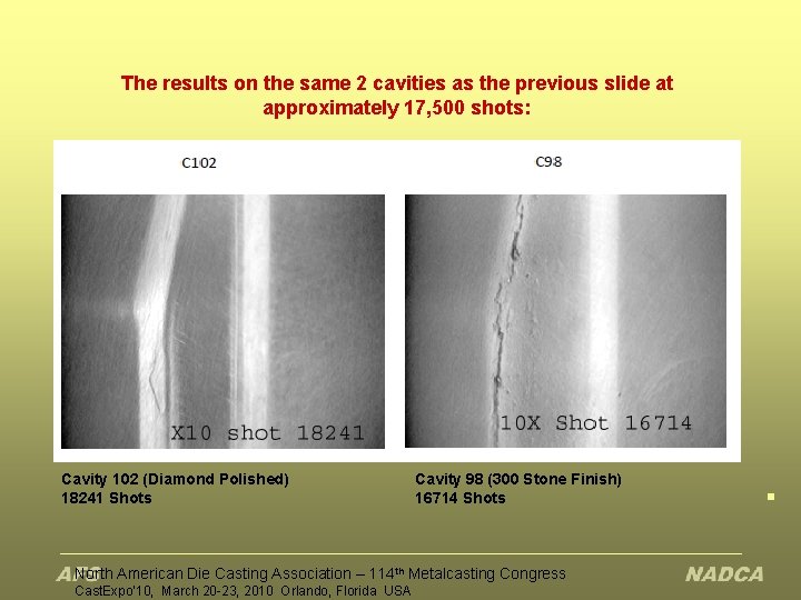 The results on the same 2 cavities as the previous slide at approximately 17,