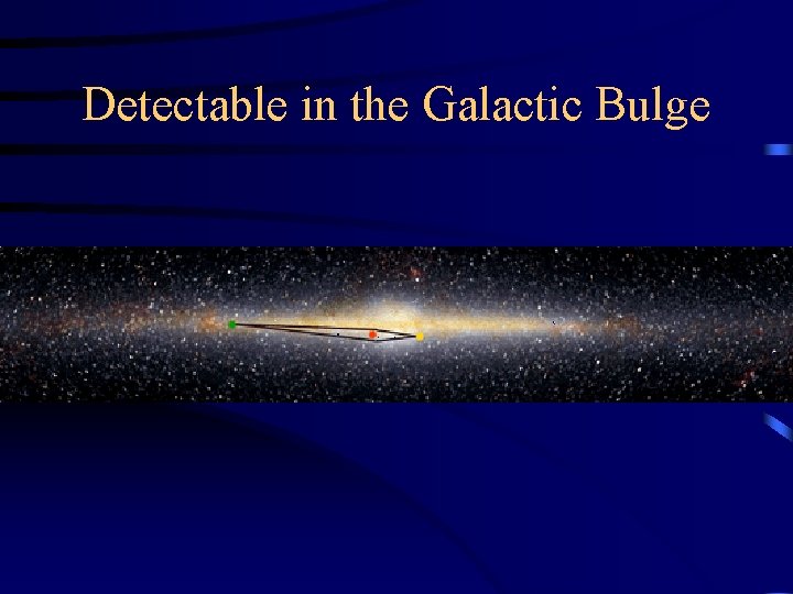 Detectable in the Galactic Bulge Detectable in the Galactic Bulge