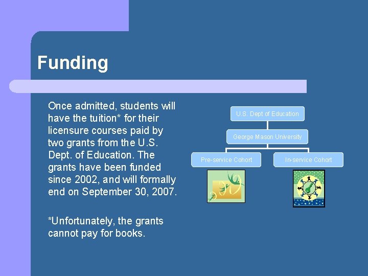 Funding Once admitted, students will have the tuition* for their licensure courses paid by