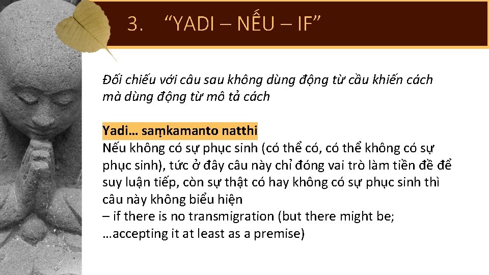 3. “YADI – NẾU – IF” Đối chiếu với câu sau không dùng động