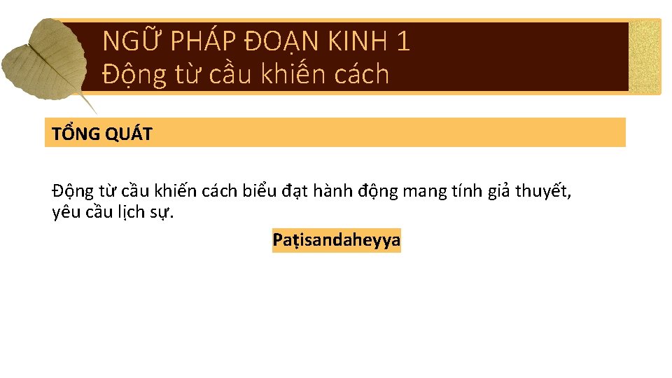 NGỮ PHÁP ĐOẠN KINH 1 Động từ cầu khiến cách TỔNG QUÁT Động từ