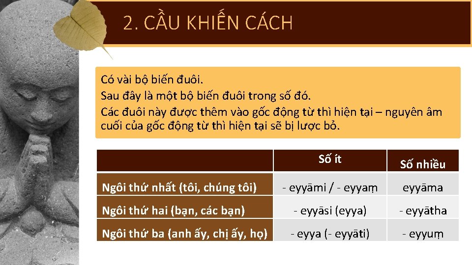 2. CẦU KHIẾN CÁCH Có vài bộ biến đuôi. Sau đây là một bộ