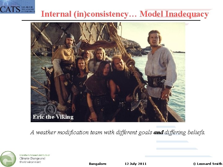 Internal (in)consistency… Model Inadequacy Eric the Viking A weather modification team with different goals