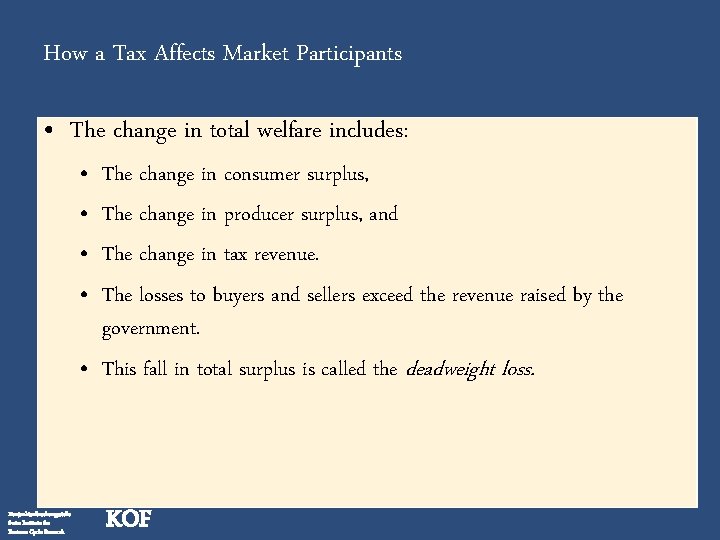 How a Tax Affects Market Participants • The change in total welfare includes: •