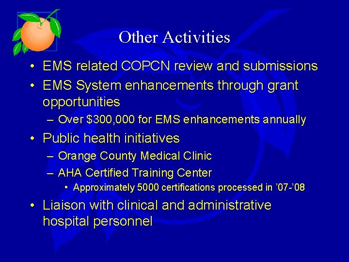 Other Activities • EMS related COPCN review and submissions • EMS System enhancements through