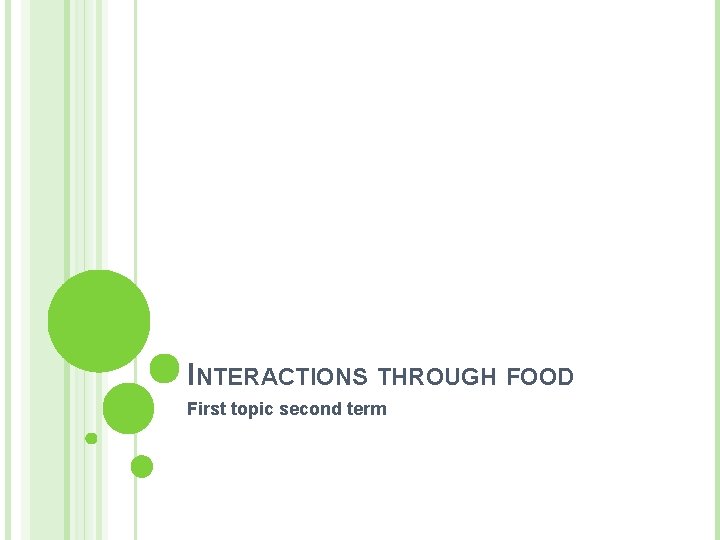 INTERACTIONS THROUGH FOOD First topic second term 