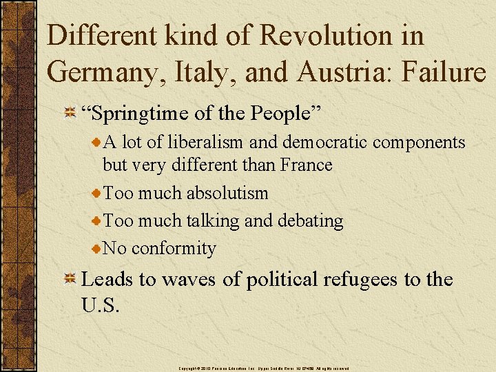 Different kind of Revolution in Germany, Italy, and Austria: Failure “Springtime of the People”