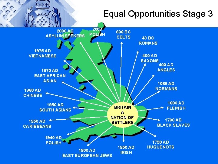 Equal Opportunities Stage 3 2000 AD ASYLUM SEEKERS 2008 POLISH 600 BC CELTS 1975