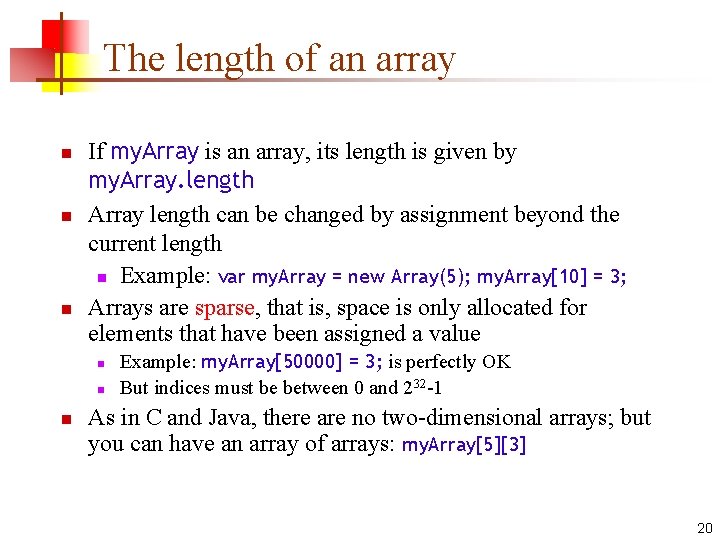 The length of an array n n n If my. Array is an array,