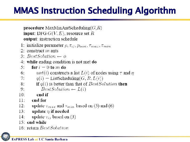 MMAS Instruction Scheduling Algorithm 