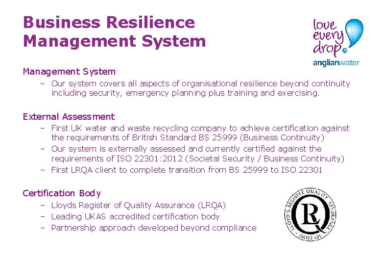 Business Resilience Management System – Our system covers all aspects of organisational resilience beyond