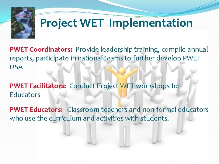 Project WET Implementation PWET Coordinators: Provide leadership training, compile annual reports, participate in national