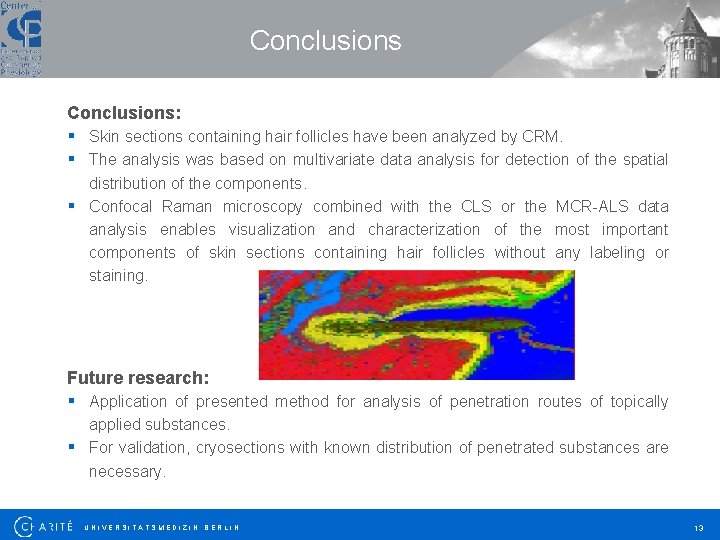 Conclusions: § Skin sections containing hair follicles have been analyzed by CRM. § The