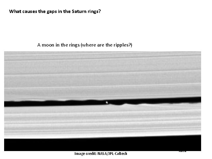 What causes the gaps in the Saturn rings? A moon in the rings (where