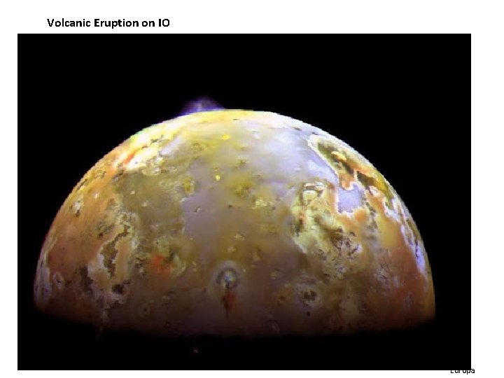 Volcanic Eruption on IO Image credit: NASA/JPL-Caltech Europa Volcanic Eruption on IO Image credit: NASA/JPL-Caltech Europa
