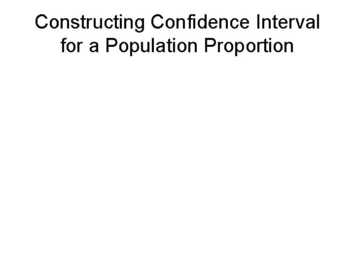 Constructing Confidence Interval for a Population Proportion 