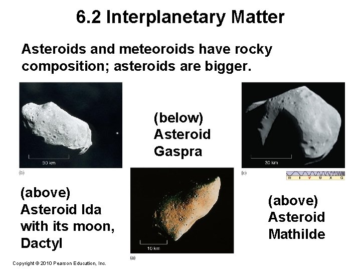 6. 2 Interplanetary Matter Asteroids and meteoroids have rocky composition; asteroids are bigger. (below)