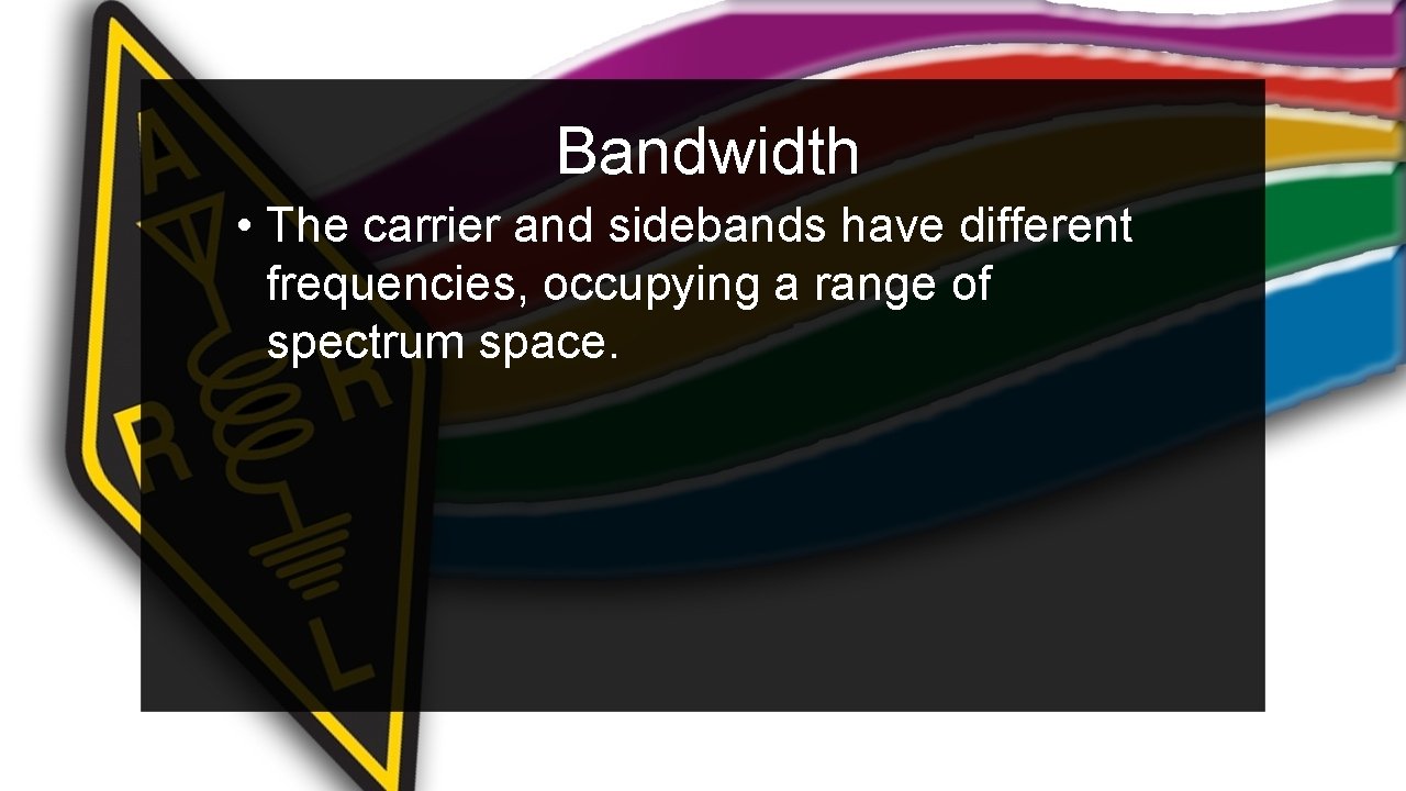 Bandwidth • The carrier and sidebands have different frequencies, occupying a range of spectrum