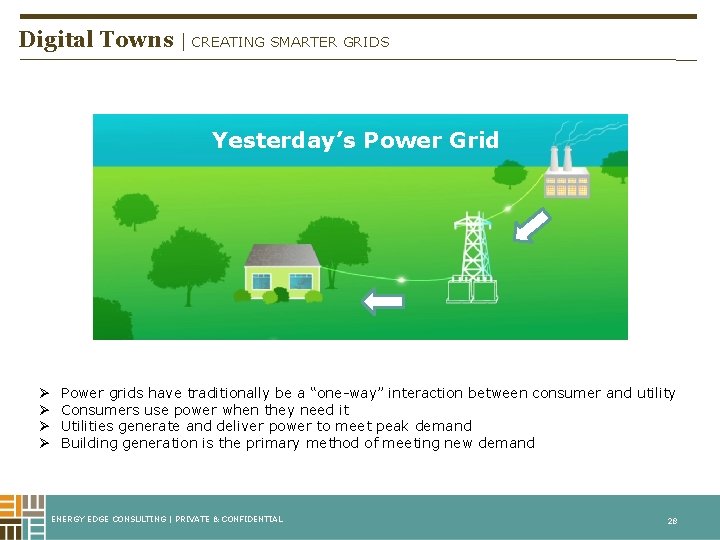 Digital Towns | CREATING SMARTER GRIDS Yesterday’s Power Grid Ø Ø Power grids have