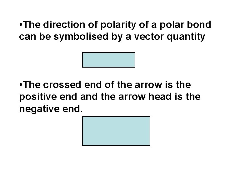  • The direction of polarity of a polar bond can be symbolised by