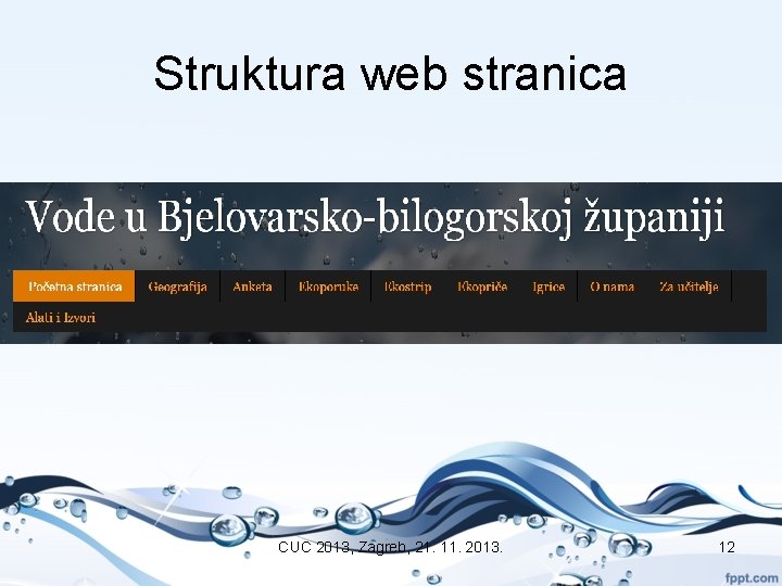 Struktura web stranica CUC 2013, Zagreb, 21. 11. 2013. 12 