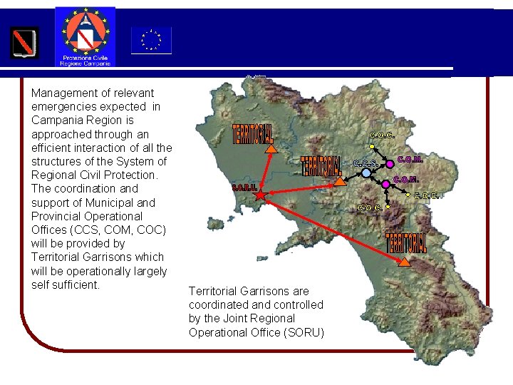 Management of relevant emergencies expected in Campania Region is approached through an efficient interaction
